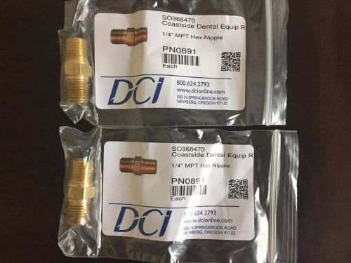 Dci model# pn 0891 1/4&#034; mpt hex nipple.  (2 pieces) for sale
