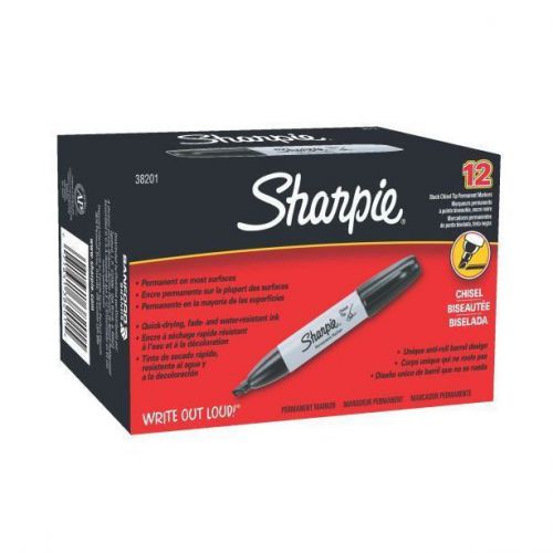 Sharpie Permanent Marker, Chisel Tip, Black, 12ct.