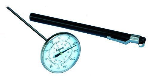 Supco ST08 Stainless Steel Pocket Dial Thermometer, 5&#034; Stem, 1-3/4&#034; Dial, -40