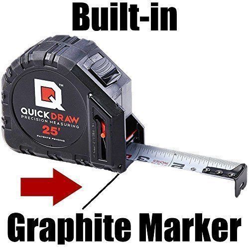 QuickDraw 25&#039; Precision Measuring Tape, Contractor Ruler, Self Marking Tech, NEW