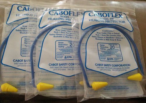 (3) CaboFlex Model 600 Hearing Protector Banded Ear Plugs 20 Decibel Blue Yellow