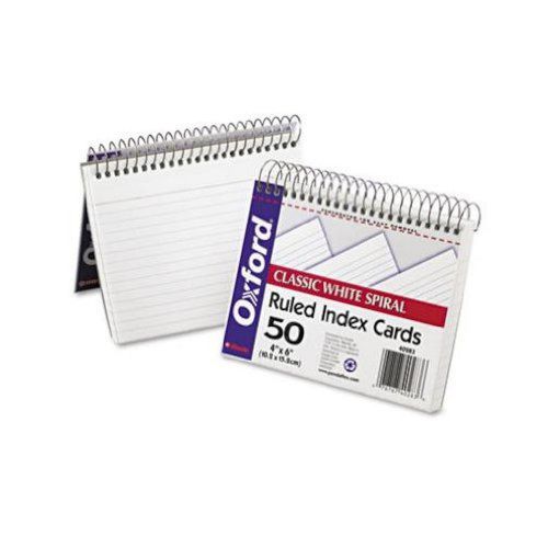 Spiral Index Cards 4 x 6 White 50/Pack 1 Pack
