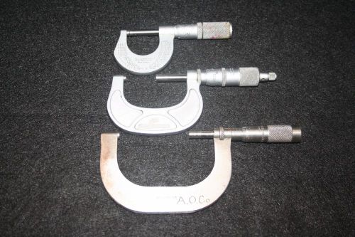 Starrett 230 0&#034;-1&#034;, Scmerr - Tumico 1-2&#034;, Brown &amp; Sharpe 53 2-3&#034; Micrometer Lot