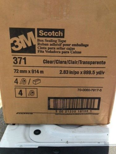 3M 371 Clear 72mm x 914m 1.9 Mil Machine Scotch Sealing Tape P/N 70006079175