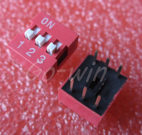 50PCS Red 2.54mm Pitch 3-Bit 3 Positions Ways Slide Type DIP Switch
