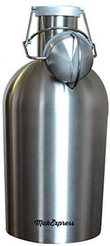 Beer Growler 67 oz Stainless Steel and Secure Lid Fresh with Swing Top Lid By