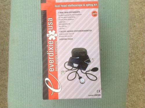 EVERDIXIE DUAL HEAD STETHOSCOPE &amp; SPHYGMOMANOMETER KIT, NIB, FREE SHIPPING