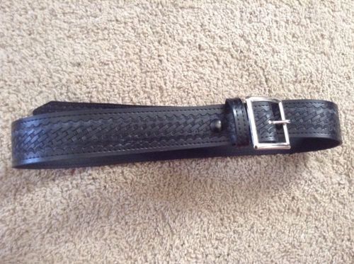 36&#034; Black Basket Weave Leather Uniform Belt