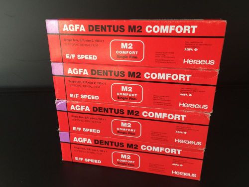 Lot of (4) boxes AGFA DENTUS M2 COMFORT Single Films E/F Speed By Heraeus