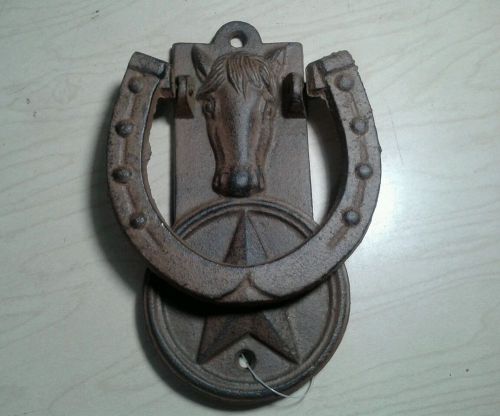 NEW 6&#034;X4&#034;country style door knocker cast iron steel hores star cowboy