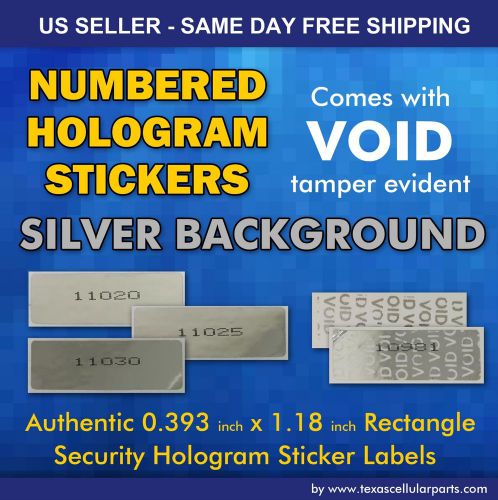 100 void if removed 0.393&#034; x 1.18&#034; rectangle  numbered security hologram sticker for sale