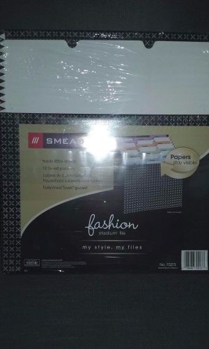 Smead Black Print Fashion Stadium File With Labels, 12 Tiered Pockets, NIP
