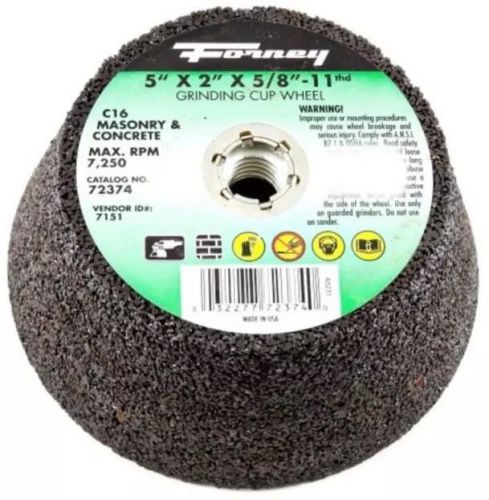 C16 5&#034; x 2&#034; grinding cup wheel masonry w/5/8&#034;-11 threaded arbor 1483wq.1b for sale