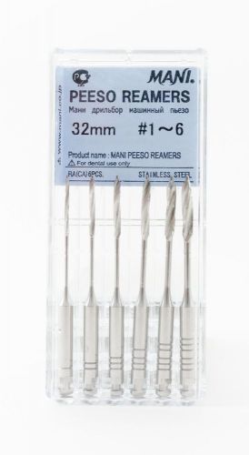 Dental Endodontic Peeso Reamers Root Canal Drills 32mm Size #1-6 pack of 6 MANI