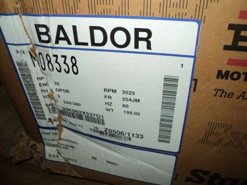 BALDOR MOTOR  M08338 , 20 HP , 220/380 HP , 3525 RPM , 254JM , 60 HZ , IDUSTRIAL