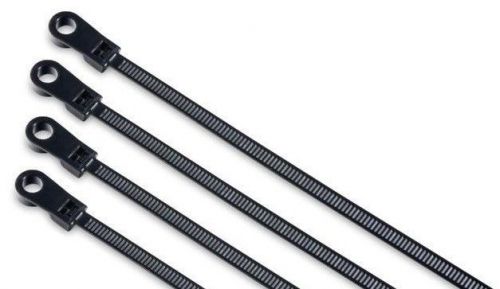 8&#034; heavy duty mount head screw/nail mount hole cable zip wire tie black 100 pcs for sale