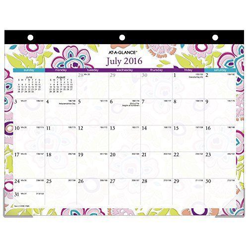 AT-A-GLANCE Academic Year Desk Pad Calendar, Monthly, July 2016 - June 2017,