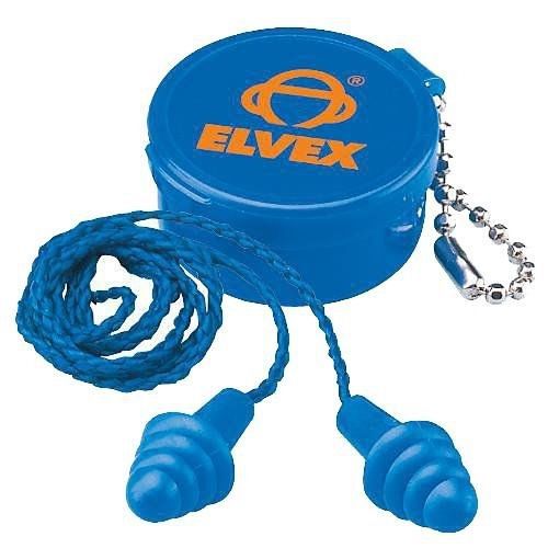 Elvex Quattro Corded Reusable Ear Plug with Container, 27 NRR