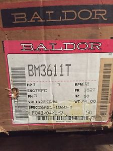 Baldor  bm3611t, 3hp, 1750rpm, 3ph, 460v;230v;208v, 182t frame, brake motor for sale