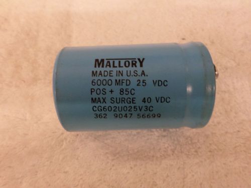 Mallory computer grade capacitor 6000mfd 25vdc for sale
