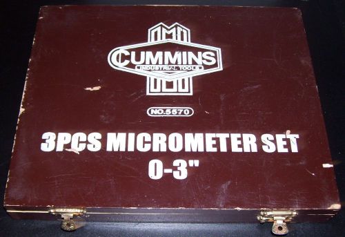 CUMMINS INDUSTRIAL TOOLS 3 PCS MICROMETER SET IN BOX INCOMPLETE SET