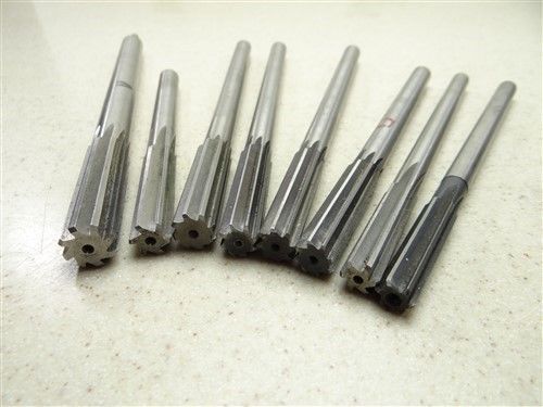 LOT OF 8 HSS CHUCKING REAMERS 21/64&#034; TO 5/8 L&amp;I HIGH-SPEED