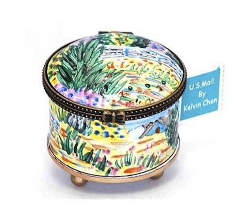 Kelvin chen enameled postage stamp holder - monet&#039;s water lily for sale