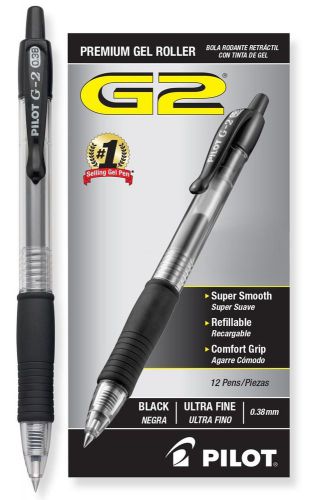 Pilot G2 Retractable Premium Gel Ink Roller Ball Pens Ultra Fine Point Black ...
