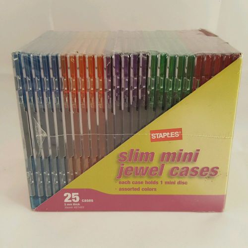 STAPLES SLIM MINI JEWEL CASES 25 MULTICOLOR CASES PER PACKAGE