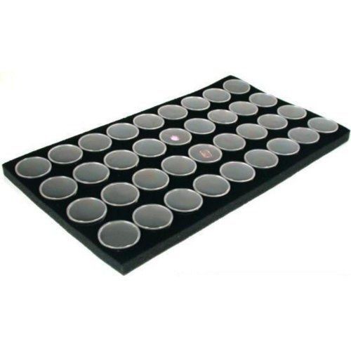 FindingKing 36 Black Foam Gem Jars Gemstone Storage Display Tray Insert