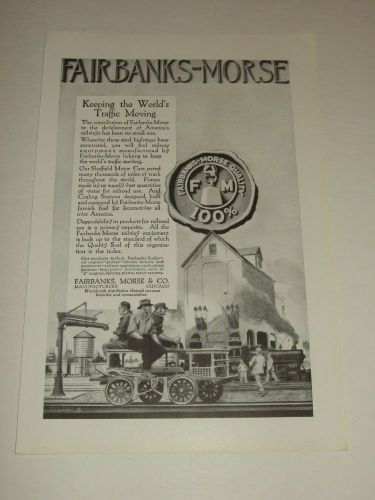 Vintage 1920 Fairbanks Morse Railway,train,railcar ,magazine tare sheet ad