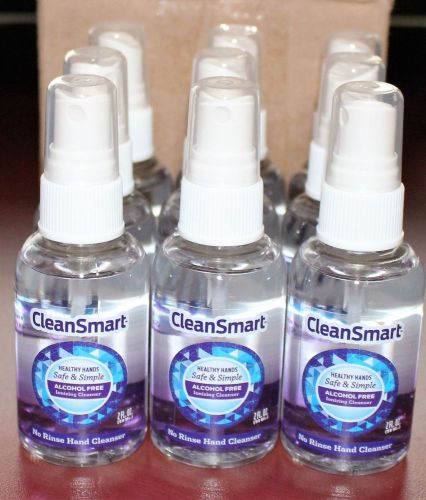 Lot of 9 CleanSmart No Rinse Hand Cleanser Spray, 2 oz Spray Bottles, Unscented