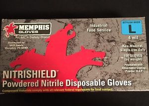 Memphis Gloves 100 NitriShield Powdered Nitrile Disposable Gloves Large - 6020