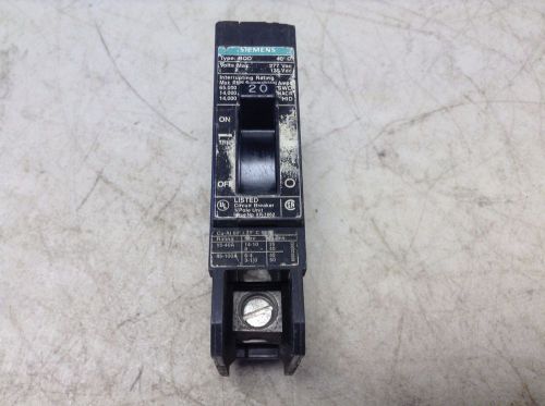 Siemens Gould ITE BQD120 20 Amp 125 VDC 277 VAC 1 Pole Ciruit Breaker BQD