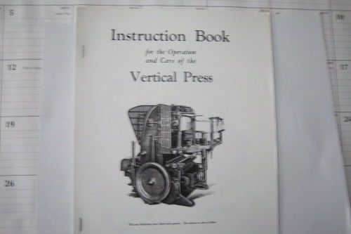 VERTICAL  INSTRUCTION BOOK MIEHLE LETTERPRESS