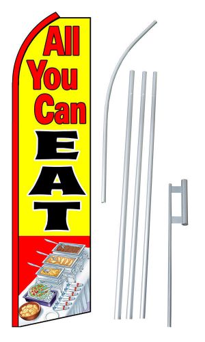 All You Can Eat Flag Swooper Feather Sign Banner 15ft Kit made in USA