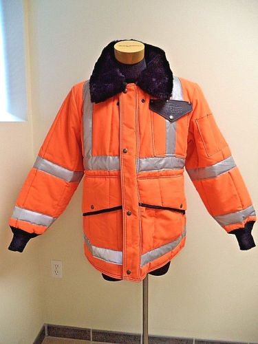 Refrigwear hivis iron tuff mens insulated hooded coat  waterproof sz l/short for sale