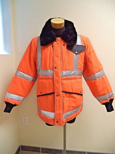 Refrigwear HiVis Iron Tuff Mens Insulated Hooded Coat  Waterproof SZ L/Short