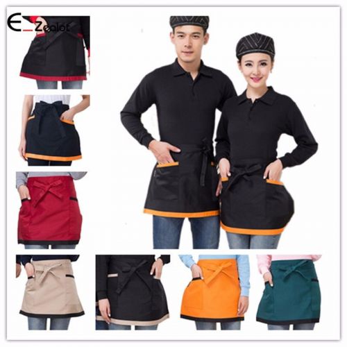 1pc Universal Apron Short Contrast Color Apron Kitchen Cooking Waist Apron