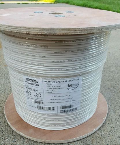 1000&#039; ft. white plenum camera/security rg59_18/2 siamese cable for sale