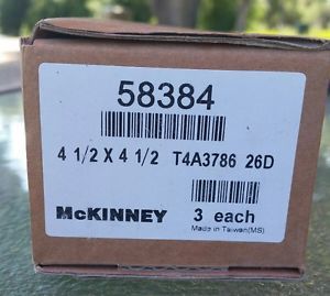Mckinney hinges t4a3786 58384 26d 4 1/2 x 4 1/2 set of 3 steel brushed nickel for sale