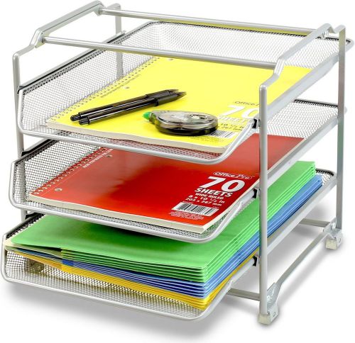 Decobros stackable 3 tier desk organizer sliver for sale