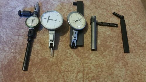 3  mitutoyo, accupro,gem dial indicators and  magnetic dial indicator stand. for sale