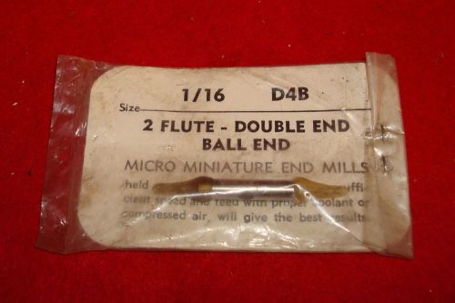 Woodson micro mini double end ball end mill style d4b (2 flute) 1/16&#034; x 3/16&#034; for sale
