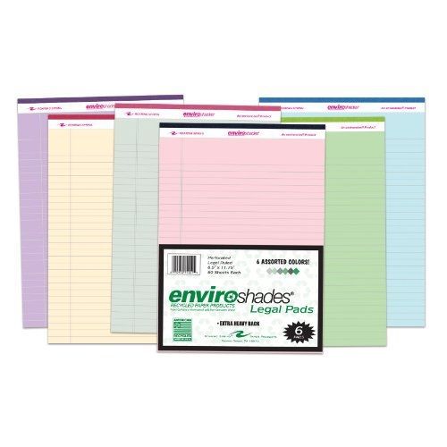 Roaring Spring Enviroshades 8.5x11.75 Assorted Legal Pad 6/Pack