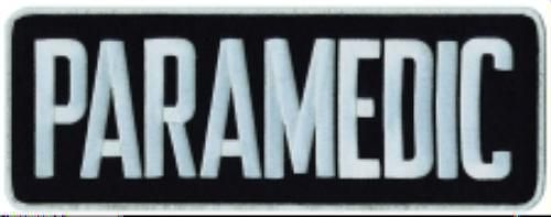 Paramedic black white 4&#034; x 11&#034; emblem patch embroidered sew on jacket back for sale