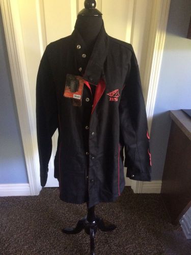 *new* men&#039;s bsx welding welder&#039;s jacket size large rn60246 red flames! for sale