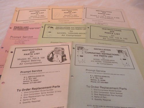 SMITH AIR COMPRESSOR OPERATING INSTRUCTIONS AND PART LISTING SEVERAL MODELS