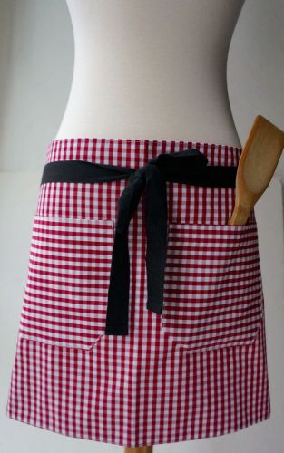 Red Gingham waitress apron, Made in Williamsburg, Brooklyn, NY