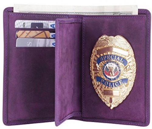 Police Badge Wallet Universal Fit, All Leather, Purple